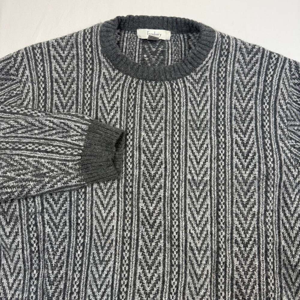 Vintage Turnbury Gray Chevron Cable Knit Coogi Style Sweater Men’s Large